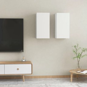Mobili tv bianchi 2 pz 30,5x30x60 cm in legno multistrato