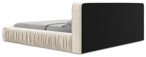Letto matrimoniale imbottito color crema con contenitore e rete inclusi 180x200 cm Keoni – Makamii
