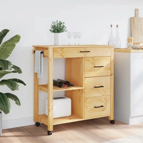 Carrello da cucina monza 84x40x90 cm in legno massello di pino