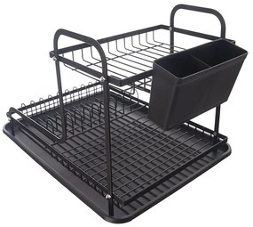 Scolapiatti a due livelli in metallo nero 42,5x32 cm Radka - Orion