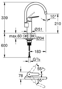 GROHE 30469000 - Miscelatore per lavello START a bocca alta, cromo lucido