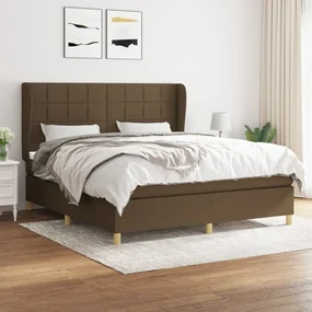 Giroletto a molle con materasso marrone scuro 180x200cm tessuto