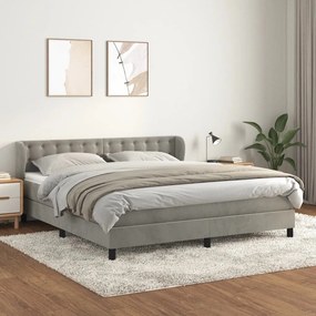 Giroletto A Molle Con Materasso Grigio Chiaro 160x200cm Velluto /