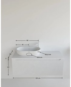 Mobile da bagno sotto lavabo bianco laccato L 120.5 x H 46 x P 46 cm 1 cassetto, lavabo non incluso