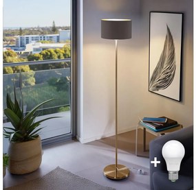 Lampada da terra LED TUNJA 1xE27/20W/230V Ø 30 cm oro/marrone