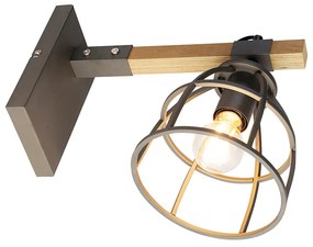 Lampada da parete intelligente grigio scuro con legno regolabile incl. Wifi A60 - Arthur