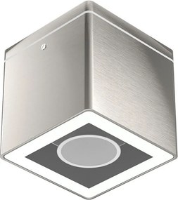 Applique da soffitto Quadrata GU10 IP54 in Alluminio e Vetro - Inox