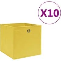 325225 Storage Boxes 10 pcs Non-woven Fabric 28x28x28 cm Yellow 325225