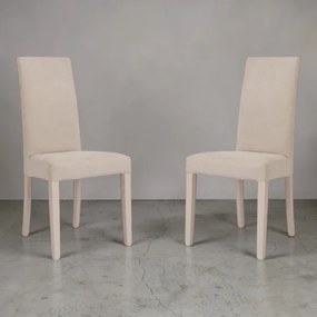 Sedia moderna denver in tessuto Beige imbottita - set 2