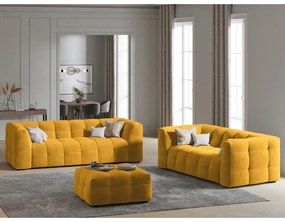 Pouf in velluto giallo Vesta - Windsor &amp; Co Sofas