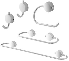 Set accessori a muro 5 pezzi in acciaio cromato e viti incluse Plaza