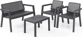 Salottino da esterno in resina completo di cuscini e tavolo Emily Graphite Keter