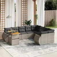 Set Divano da Giardino 10 pz con Cuscini Grigio in Polyrattan 3272362