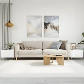 Tavolini Salotto 2pz Bianco Lucido 50x50x40cm Legno Multistrato /
