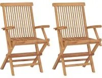 Sedie da Giardino Pieghevoli 2 pz in Legno Massello di Teak cod mxl 45353