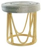 Poggiapiedi DKD Home Decor Naturale Turchese Bianco Rattan Tropicale Erba di mare (41 x 41 x 42 cm)