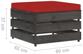 Ottomana modulare con cuscino in legno impregnato grigio