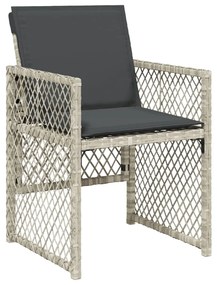 Set pranzo giardino 11pz con cuscini grigio chiaro polyrattan