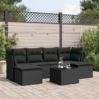 Set Divani da Giardino con Cuscini 7pz Nero Polyrattan 3218015