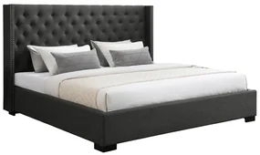 Letto 200 x 200 cm con testata trapuntata Tessuto Grigio - MASSIMO