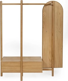 Parete dell'anticamera in legno di quercia con specchio Tripod - Woodman