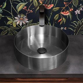 Lavabo da appoggio tondo 40 cm in acciaio inox satinato   Goya