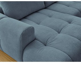 Divano angolare blu allungabile e con contenitore (penisola a destra/a U) con rivestimento in ciniglia Fuji – Bobochic Paris