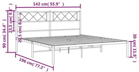 Giroletto con Testiera Metallo Bianco 135x190 cm