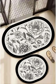 Set di tappetini per il bagno bianchi e neri 2 pz 60x100 cm Rasse – Foutastic