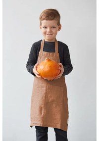 Grembiule di lino arancione per bambini Regolare, 57 x 47 cm Cafe Creme - Linen Tales