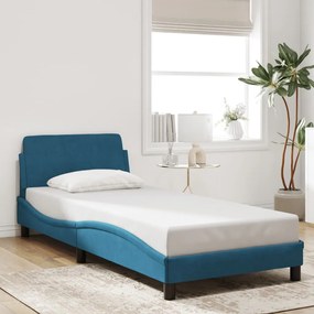 Giroletto Con Testiera Blu 90x200 Cm İn Velluto /