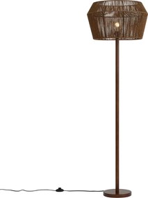 Lampada da terra in legno di noce con paralume in corda di carta marrone 50/50/30 - Mels