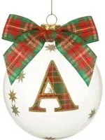 Pallina Natale con lettera A 10 cm tartan