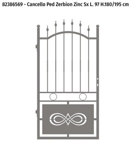 Cancelletto manuale battente Zerbion SX in ferro, apertura a sinistra, L 104.5, H 180-189 cm, di colore grigio zincato