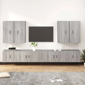 Set Mobili Porta TV 8pz Grigio Sonoma in Legno Multistrato