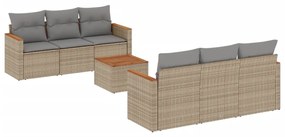 Set divani da giardino 7 pz con cuscini beige in polyrattan