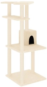Albero per gatti con tiragraffi in sisal crema 123 cm