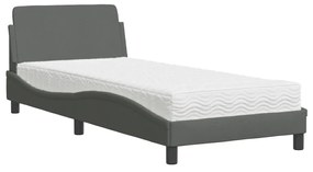 Letto con materasso grigio scuro 90x190 cm in tessuto