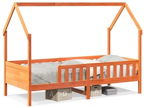 Giroletto Casetta Bambini Marrone Cera 80x200 Cm Massello Pino /