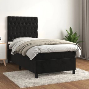 Giroletto A Molle Con Materasso Nero 100x200 Cm İn Velluto /