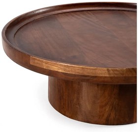 Tavolino da salotto rotondo marrone scuro in mango massiccio 80x80 cm Giselle – MOME