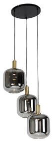 Lampada a sospensione nera con vetro oro e fumé incl. 3 PUCC - Zuzanna