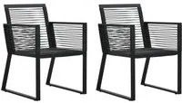 Sedie da Giardino 2 pz Nere in Rattan PVC