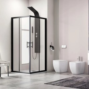 Box doccia telaio nero 70x70 angolare vetro trasparente modello KF1000B - KAMALU