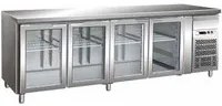 Tavolo frigorifero frigo 4 porte vetrina cm 223x70x85 -2 +8 RS1964