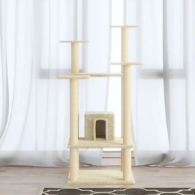 Albero per Gatti con Pali Tiragraffi in Sisal Crema 110 cm