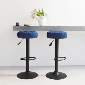 Sgabelli Da Bar 2 Pz Blu İn Velluto /