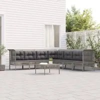 Set Divani da Giardino 8 pz con Cuscini in Polyrattan Grigiocod mxl 76700