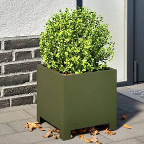 Fioriere Da Giardino 2 Pz Verde Oliva 30x30x30 Cm İn Acciaio /