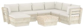 Set divani da giardino su pallet 8 pz con cuscini legno abete